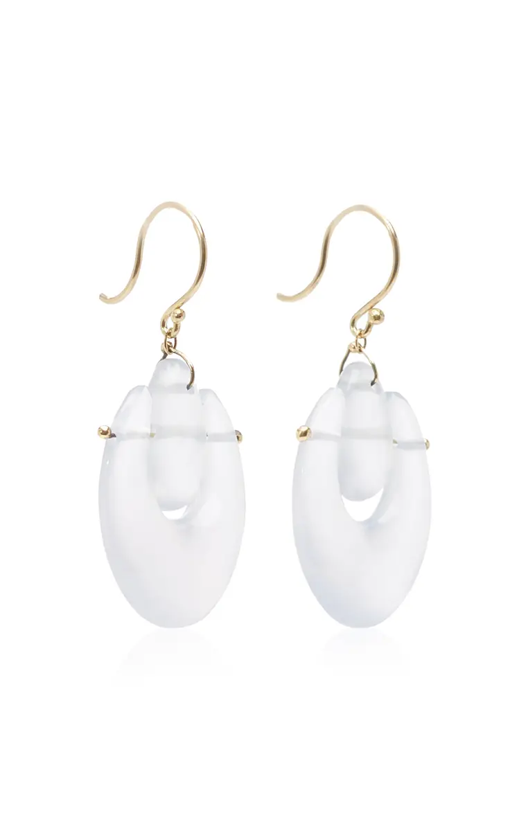 TEN THOUSAND THINGS Small O'Keefe 18K Yellow Gold Chalcedony Earrings | Thumbnail 3
