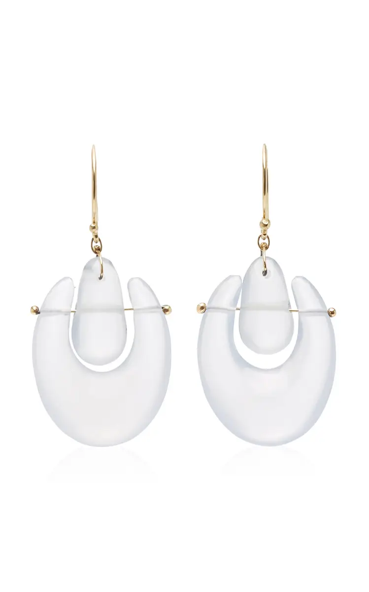 TEN THOUSAND THINGS Small O'Keefe 18K Yellow Gold Chalcedony Earrings | Thumbnail 4