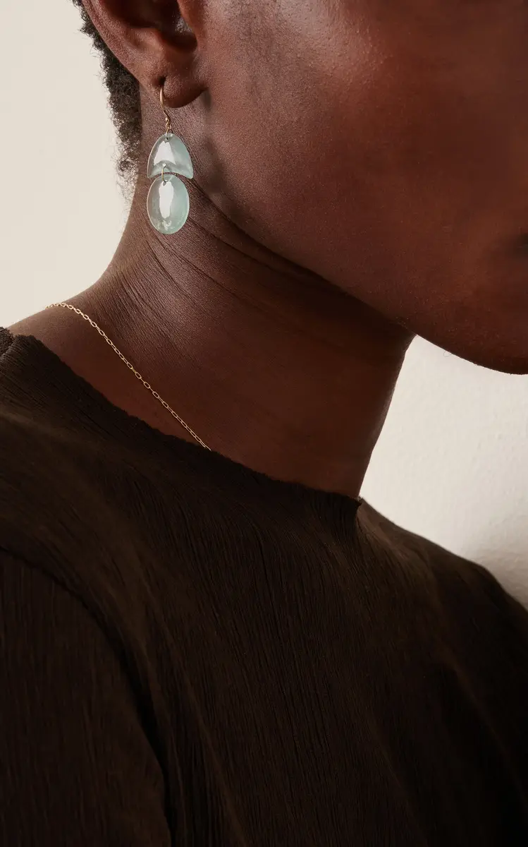 TEN THOUSAND THINGS Tiny Arps 18K Yellow Gold Aquamarine Earrings | Thumbnail 2 TEN THOUSAND THINGS Tiny Arps 18K Yellow Gold Aquamarine Earrings | Thumbnail 2