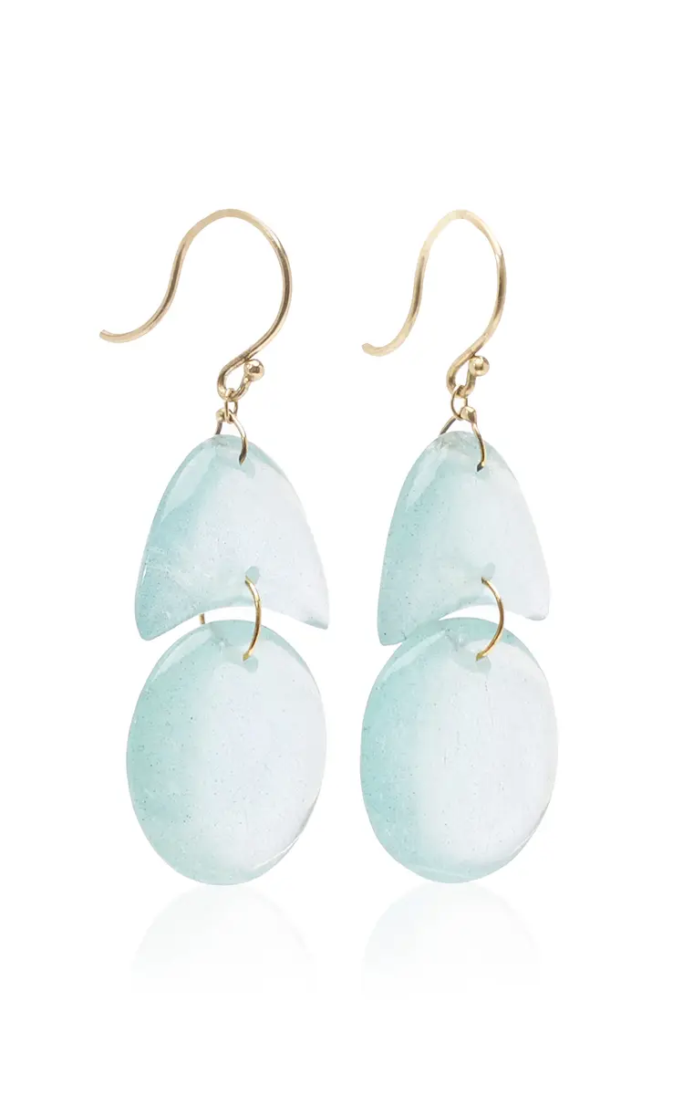 TEN THOUSAND THINGS Tiny Arps 18K Yellow Gold Aquamarine Earrings | Thumbnail 3 TEN THOUSAND THINGS Tiny Arps 18K Yellow Gold Aquamarine Earrings | Thumbnail 3