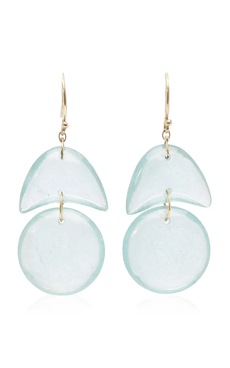 TEN THOUSAND THINGS Tiny Arps 18K Yellow Gold Aquamarine Earrings | Thumbnail 4 TEN THOUSAND THINGS Tiny Arps 18K Yellow Gold Aquamarine Earrings | Thumbnail 4