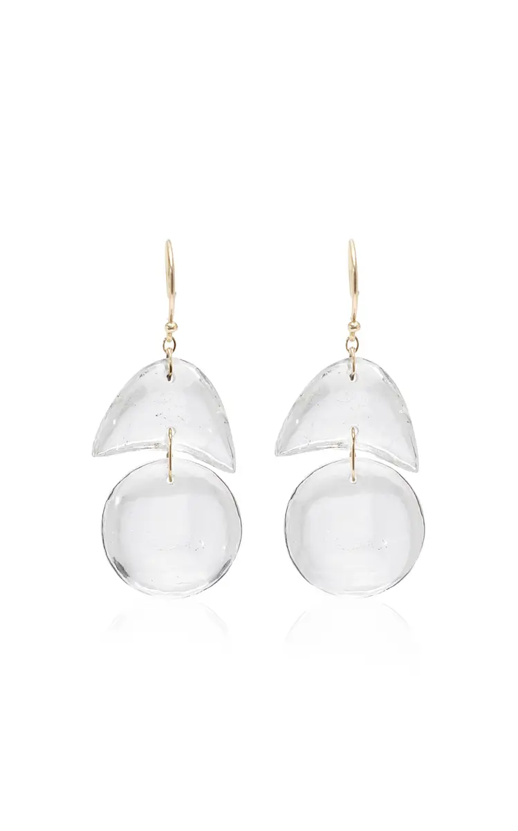 TEN THOUSAND THINGS Tiny Arps 18K Yellow Gold Crystal Quartz Earrings | Image 1 TEN THOUSAND THINGS Tiny Arps 18K Yellow Gold Crystal Quartz Earrings | Image 1