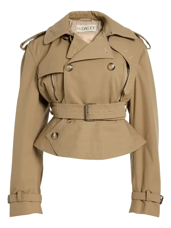 S.S. Daley Eliza Cotton-Gabardine Peplum Trench Coat
