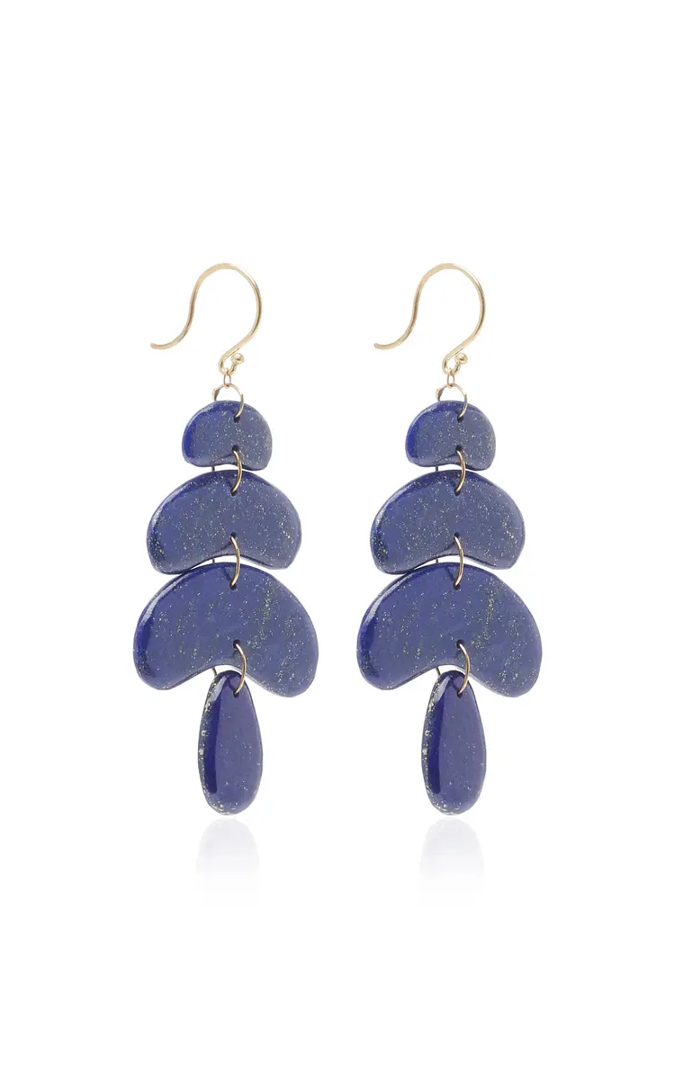 TEN THOUSAND THINGS Small Totem 18K Yellow Gold Lapis Earrings | Thumbnail 3 TEN THOUSAND THINGS Small Totem 18K Yellow Gold Lapis Earrings | Thumbnail 3
