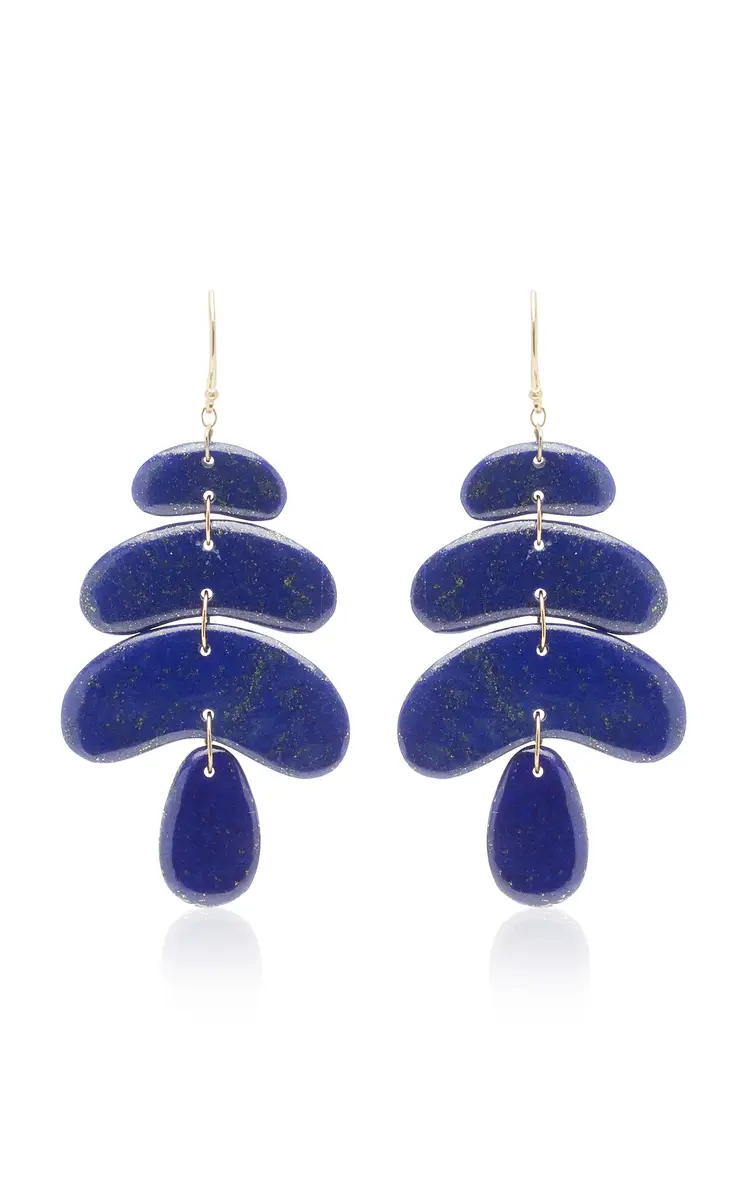 Small Totem 18K Yellow Gold Lapis Earrings