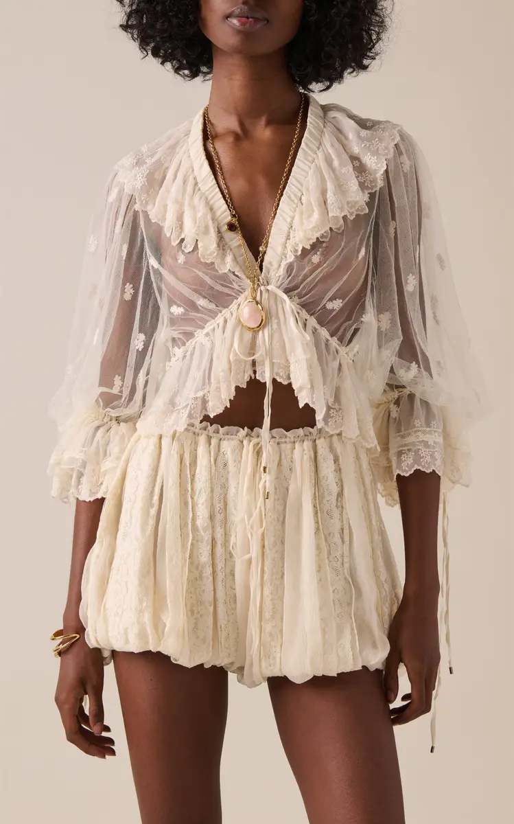 Chloé Ruffled Embroidered Lace Top | Thumbnail 10 Chloé Ruffled Embroidered Lace Top | Thumbnail 10