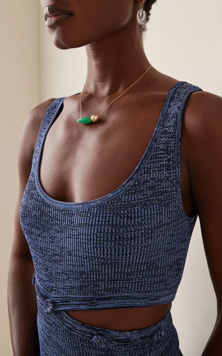 TEN THOUSAND THINGS Bean 18K Yellow Gold Pearl; Chrysoprase Necklace | Thumbnail 2 TEN THOUSAND THINGS Bean 18K Yellow Gold Pearl; Chrysoprase Necklace | Thumbnail 2