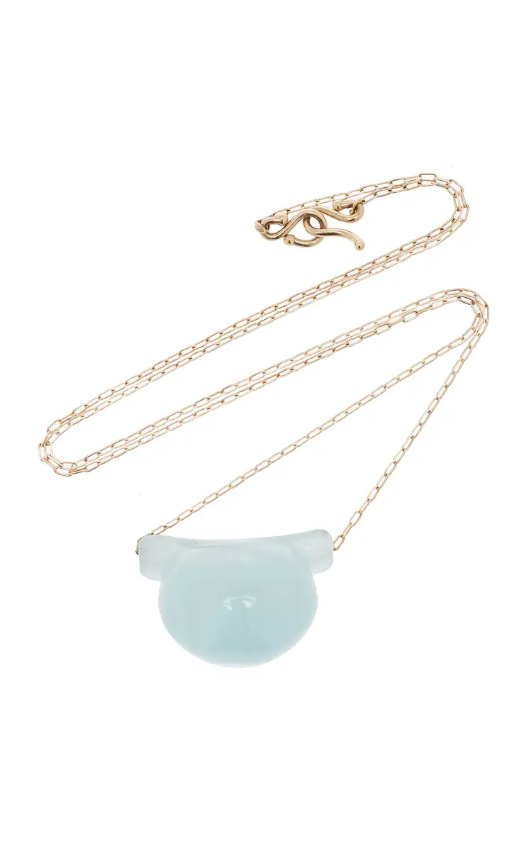 Etruscan 14K Yellow Gold Aquamarine Necklace