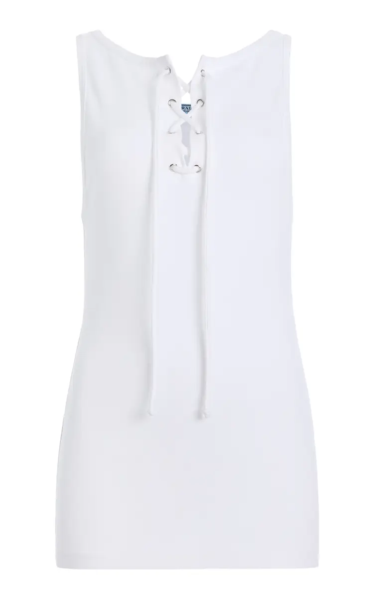 Prada Lace-Up Cotton-Jersey Tank Top | Thumbnail 6 Prada Lace-Up Cotton-Jersey Tank Top | Thumbnail 6