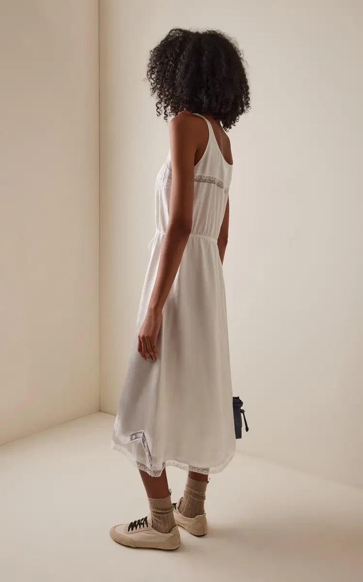 Prada Lace-Detailed Satin Midi Batiste Dress | Thumbnail 8