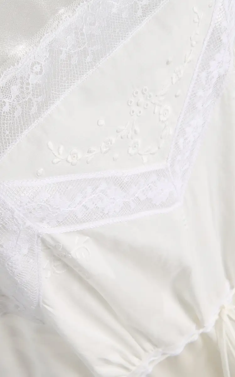 Prada Lace-Detailed Satin Midi Batiste Dress | Thumbnail 9