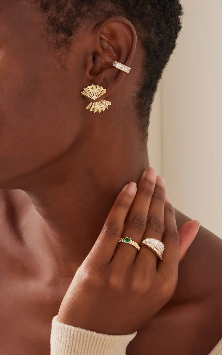 Anita Ko Double Fan 18K Yellow Gold Earrings | Thumbnail 4