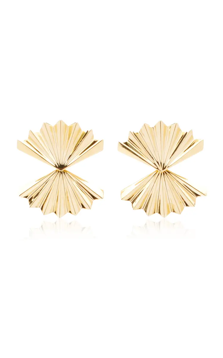 Anita Ko Double Fan 18K Yellow Gold Earrings