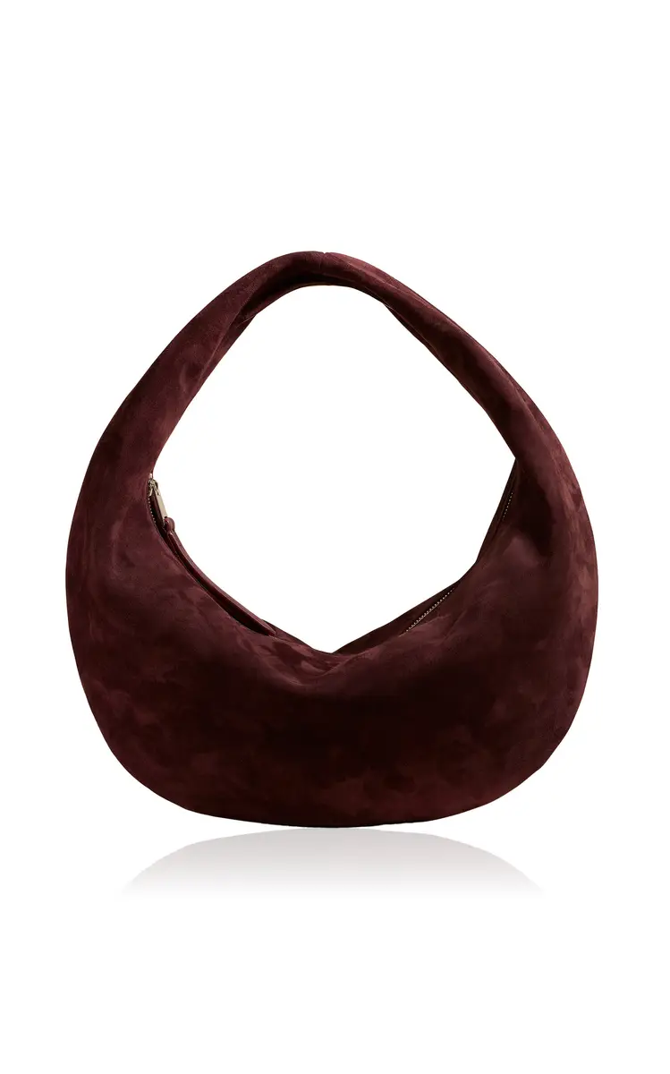 Khaite Olivia Medium Suede Hobo Bag - Purple - OS | Image 1 Khaite Olivia Medium Suede Hobo Bag - Purple - OS | Image 1