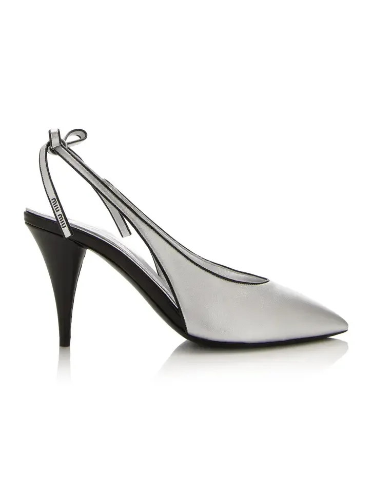 Metallic Leather Slingback Pumps