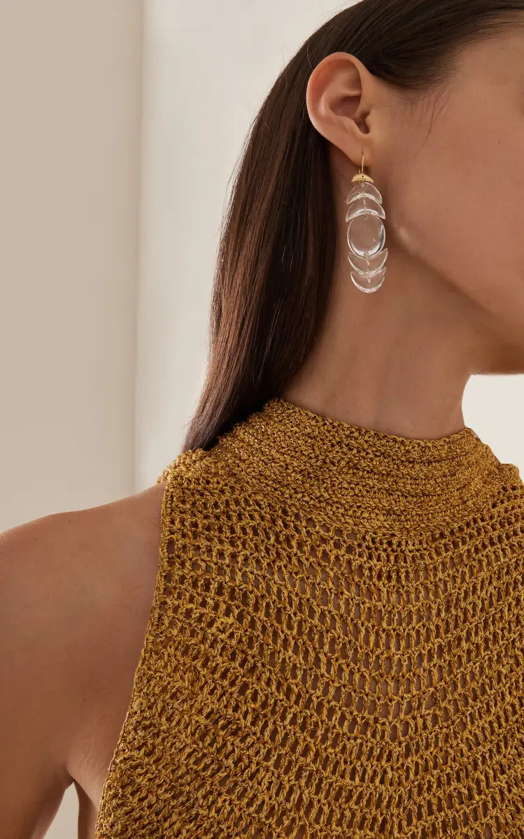 TEN THOUSAND THINGS Double Peacock 18K Yellow Gold Crystal Earrings | Thumbnail 2 TEN THOUSAND THINGS Double Peacock 18K Yellow Gold Crystal Earrings | Thumbnail 2