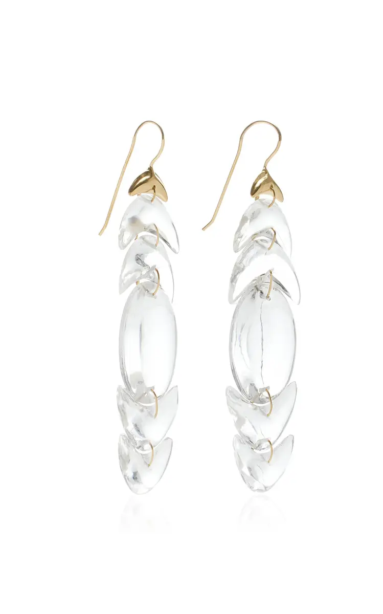 TEN THOUSAND THINGS Double Peacock 18K Yellow Gold Crystal Earrings | Thumbnail 3 TEN THOUSAND THINGS Double Peacock 18K Yellow Gold Crystal Earrings | Thumbnail 3