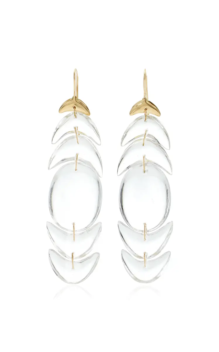 TEN THOUSAND THINGS Double Peacock 18K Yellow Gold Crystal Earrings | Thumbnail 4 TEN THOUSAND THINGS Double Peacock 18K Yellow Gold Crystal Earrings | Thumbnail 4