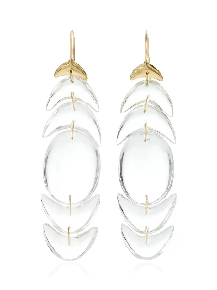 TEN THOUSAND THINGS Double Peacock 18K Yellow Gold Crystal Earrings