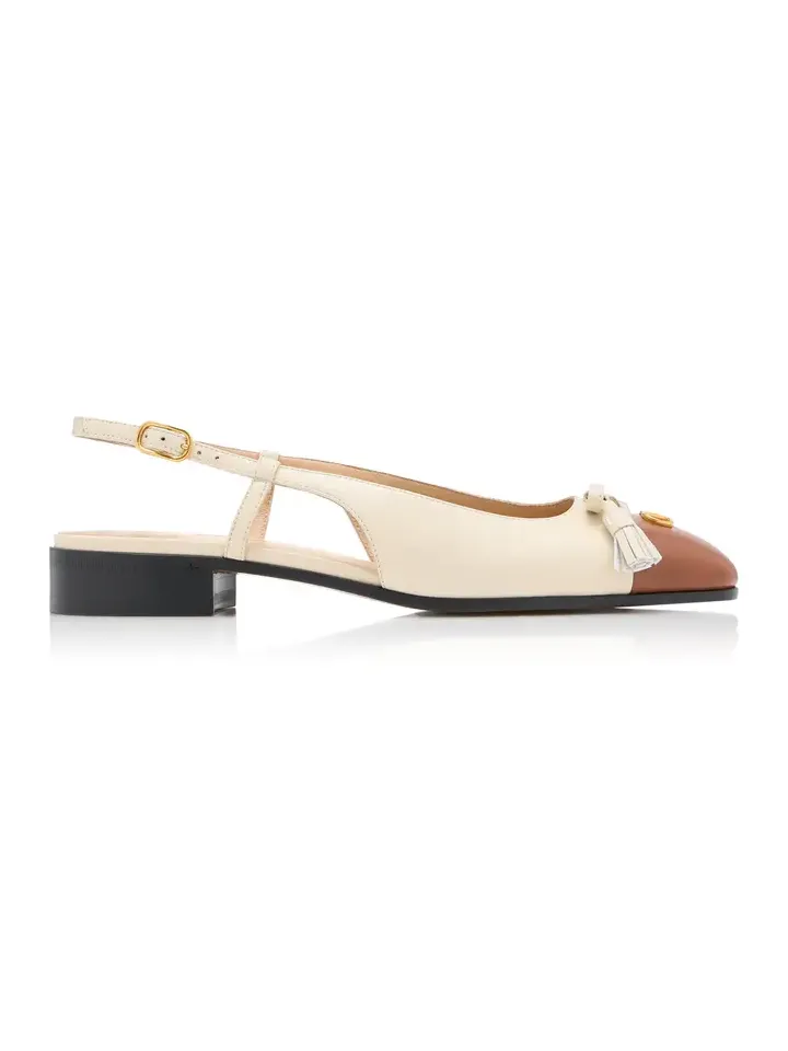 Two-Tone Leather Slingback Flats