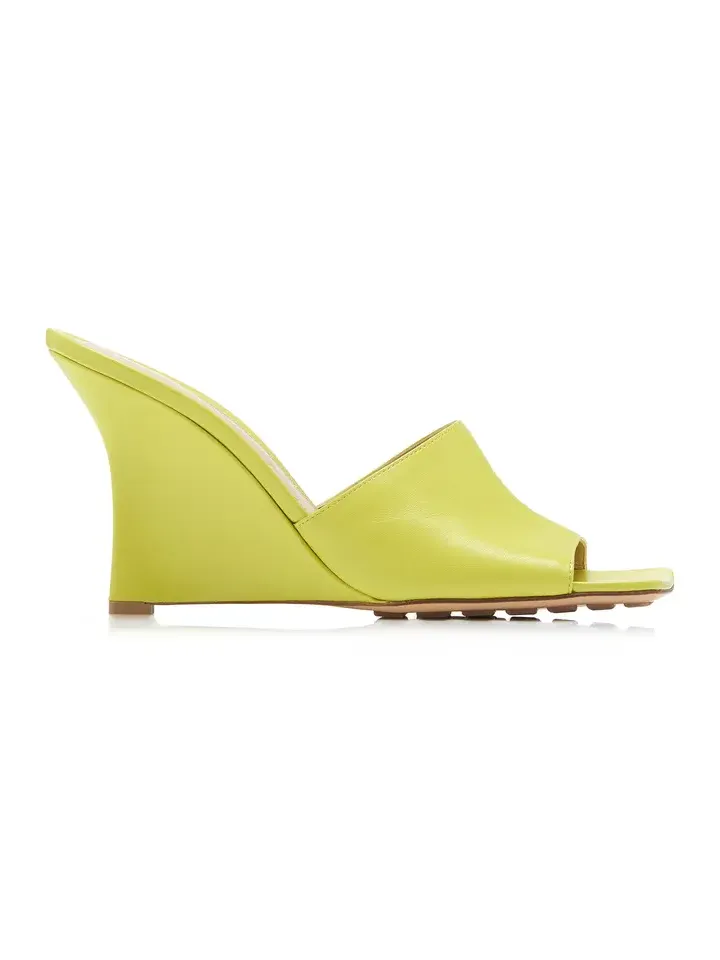 Stretch Wedge Lounge Leather Mules