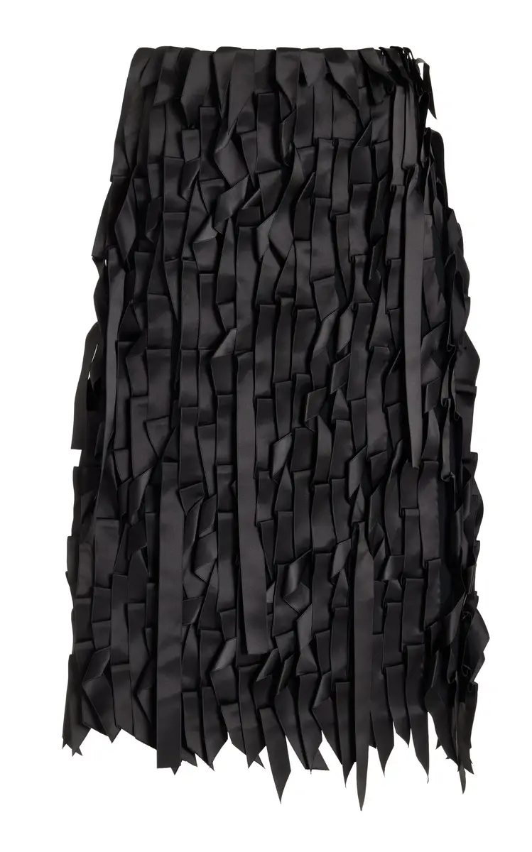 Prada Ribbon-Embroidered Sablé Midi Skirt | Thumbnail 6