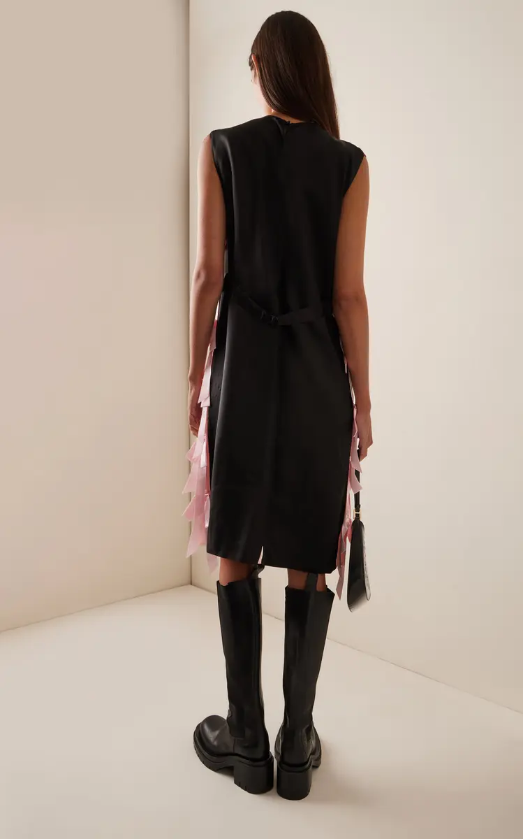 Prada Ribbon-Embroidered Satin Midi Dress | Thumbnail 4 Prada Ribbon-Embroidered Satin Midi Dress | Thumbnail 4