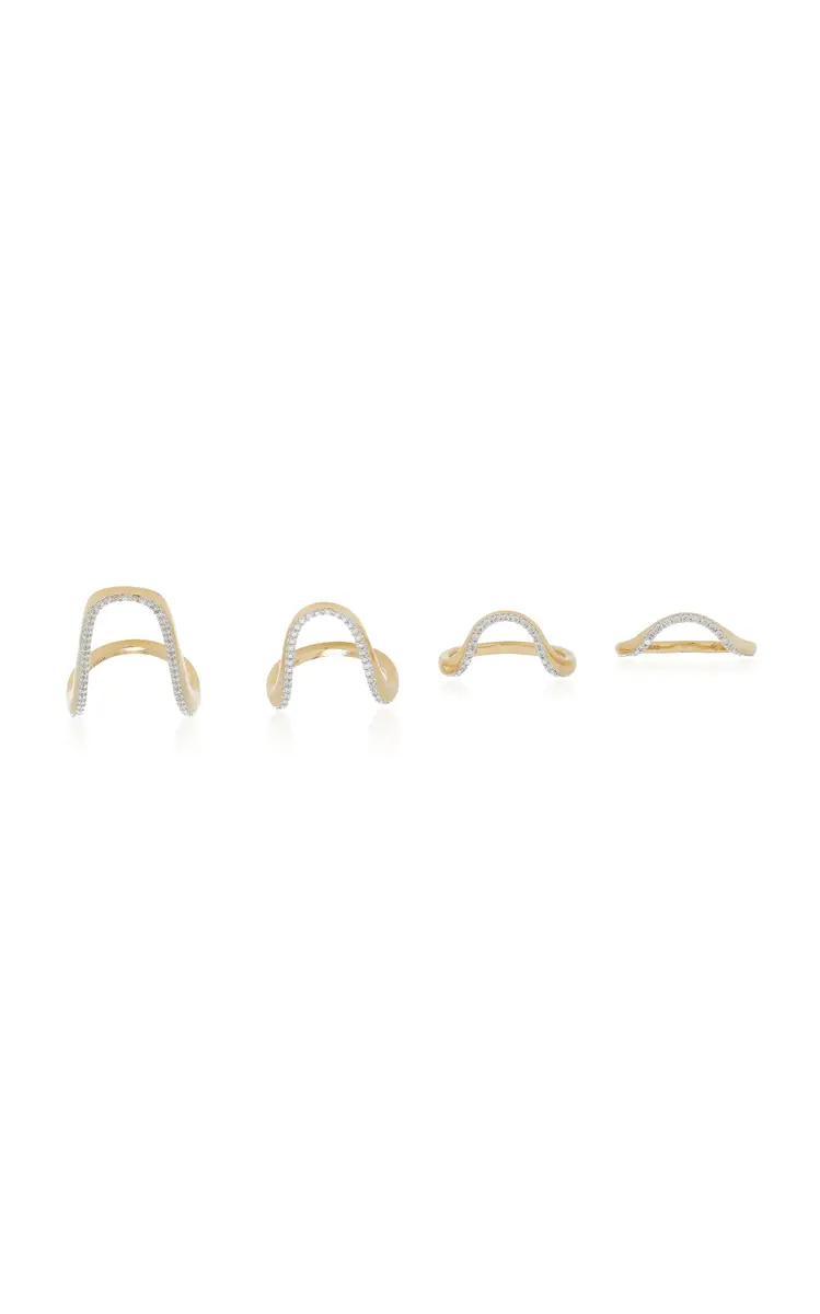 Marie Mas Halo Aura Radiant Aurora Stack Of Rings Half Pave Yellow Gold Diamonds | Thumbnail 5 Marie Mas Halo Aura Radiant Aurora Stack Of Rings Half Pave Yellow Gold Diamonds | Thumbnail 5