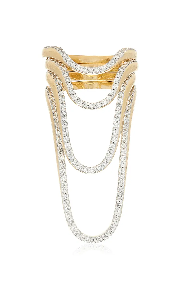 Marie Mas Halo Aura Radiant Aurora Stack Of Rings Half Pave Yellow Gold Diamonds | Thumbnail 6 Marie Mas Halo Aura Radiant Aurora Stack Of Rings Half Pave Yellow Gold Diamonds | Thumbnail 6