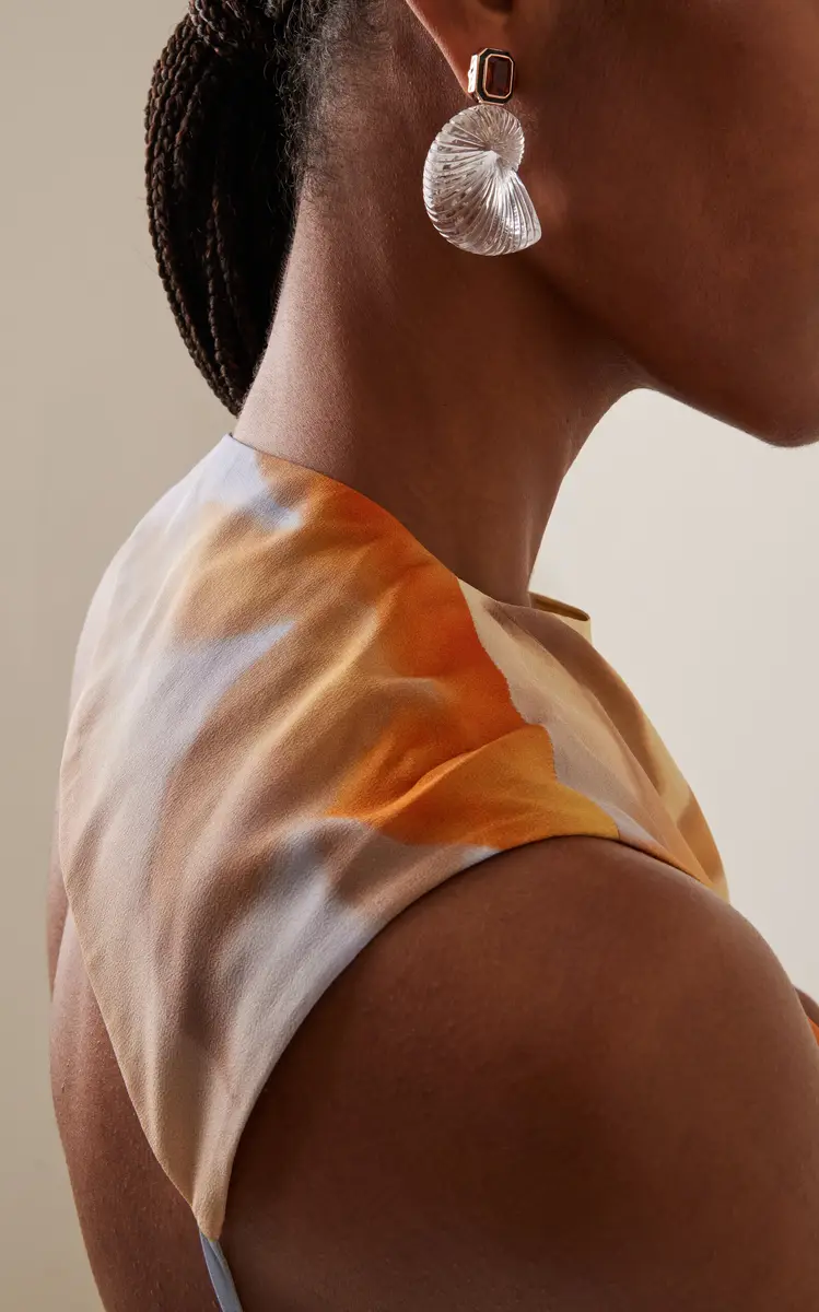 DEZSO BY SARA BELTRÁN Classic Carved Crystal Nautilus Earrings With Emerald Cut Citrine Earrings | Thumbnail 3