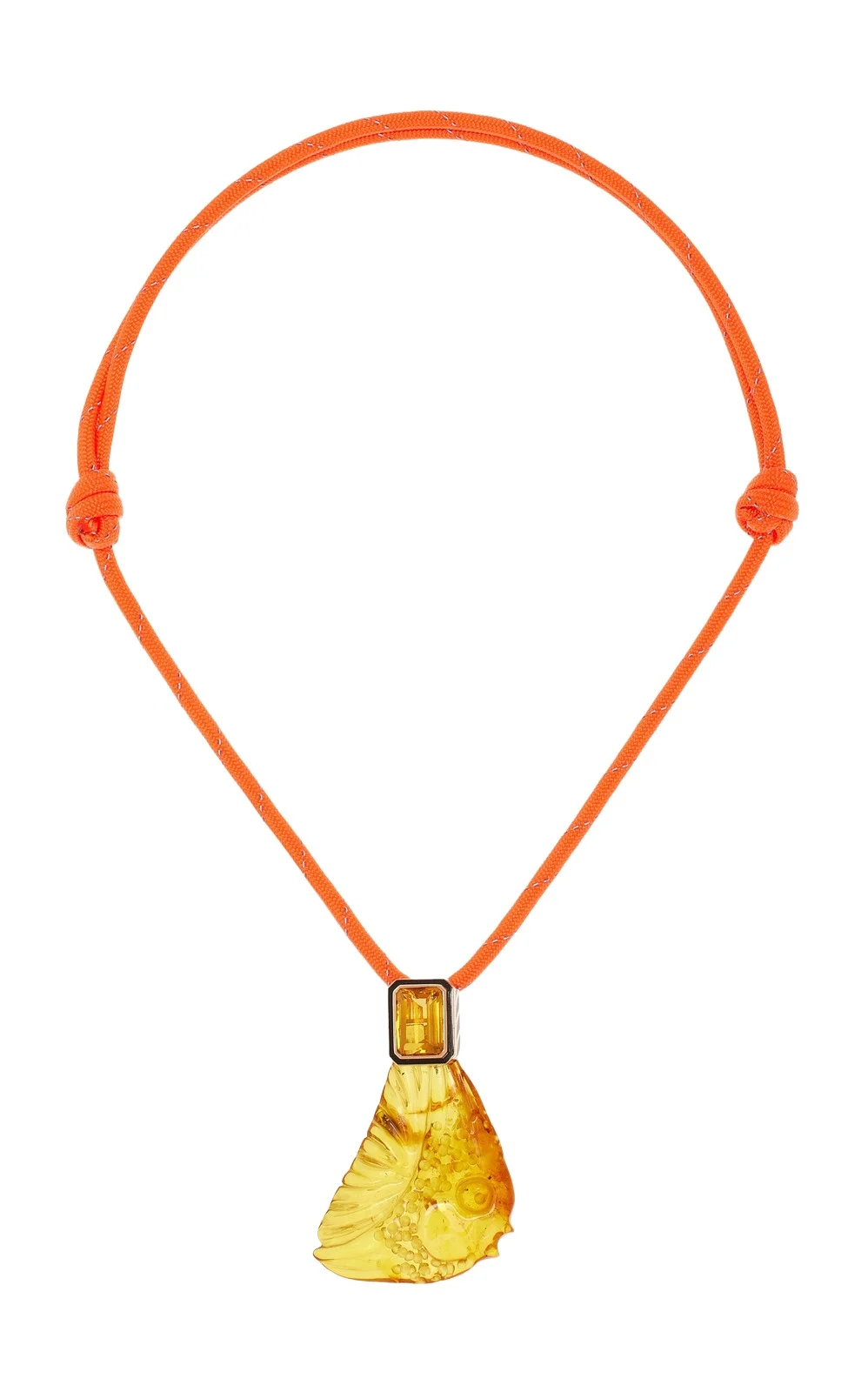 DEZSO BY SARA BELTRÁN Grande Carved Amber Fish Pendant with Citirine