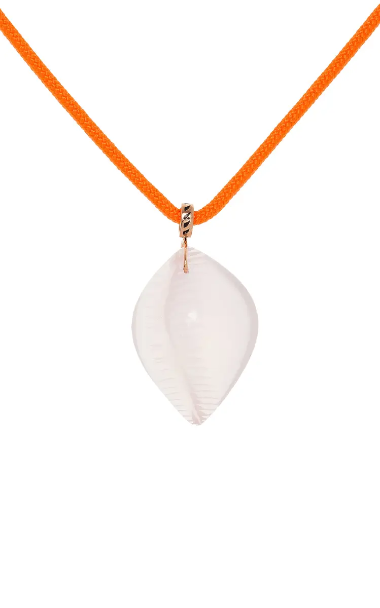 DEZSO BY SARA BELTRÁN Rose Quartz Cowry Medio Carved Shell Pendant | Thumbnail 3
