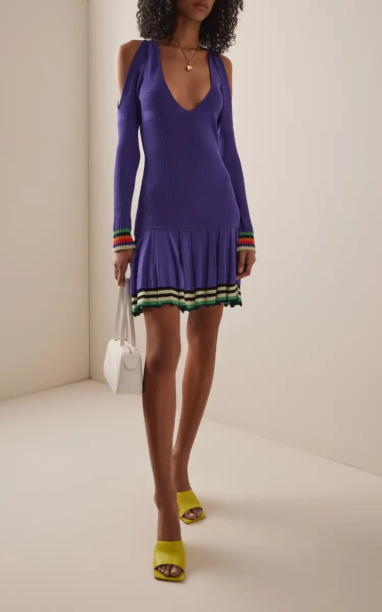 Christopher John Rogers Exclusive Riviera Cold-Shoulder Ribbed-Knit Mini Dress | Thumbnail 4