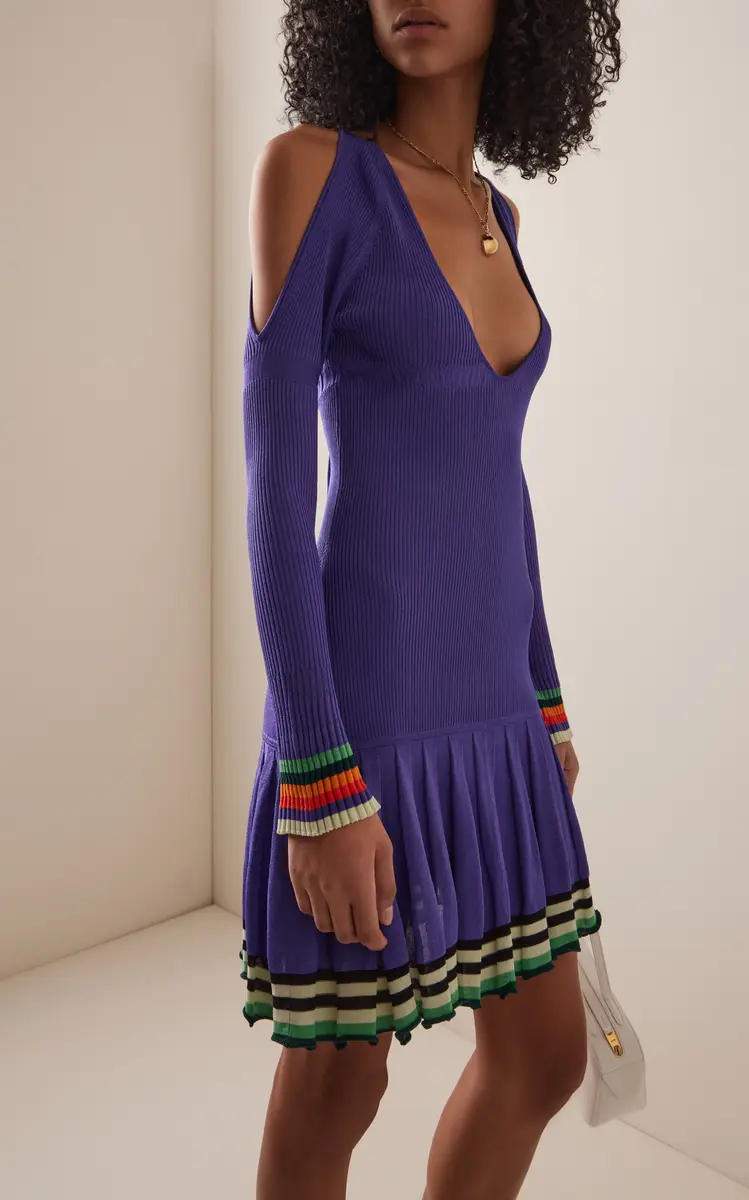 Christopher John Rogers Exclusive Riviera Cold-Shoulder Ribbed-Knit Mini Dress | Thumbnail 5