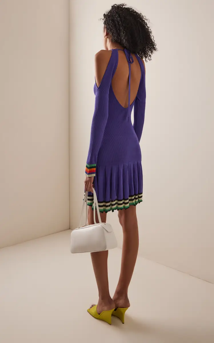 Christopher John Rogers Exclusive Riviera Cold-Shoulder Ribbed-Knit Mini Dress | Thumbnail 6