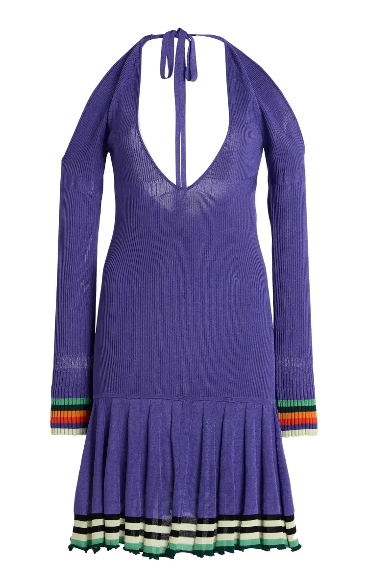 Christopher John Rogers Exclusive Riviera Cold-Shoulder Ribbed-Knit Mini Dress | Thumbnail 9