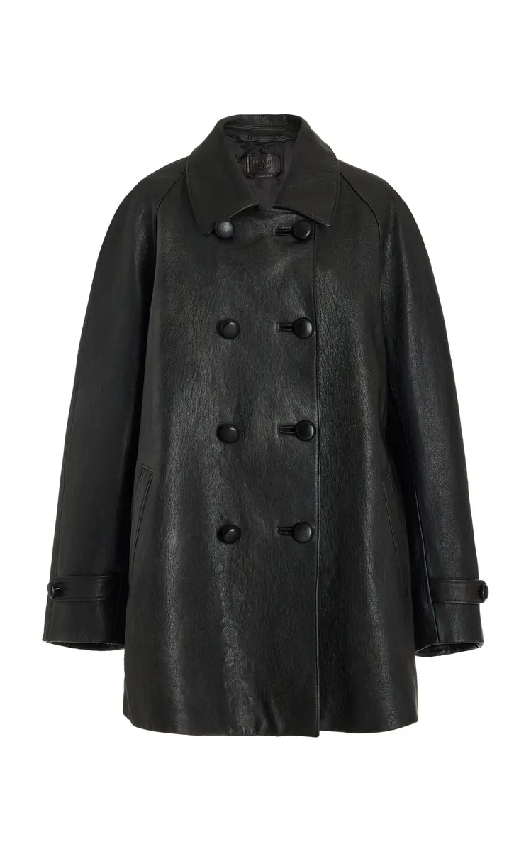 Prada Double-Breasted Leather Jacket | Thumbnail 4 Prada Double-Breasted Leather Jacket | Thumbnail 4