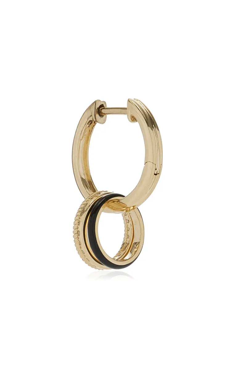 Yvonne Léon Double Creole 9K Yellow Gold Diamond Bouy Single Earring | Thumbnail 3