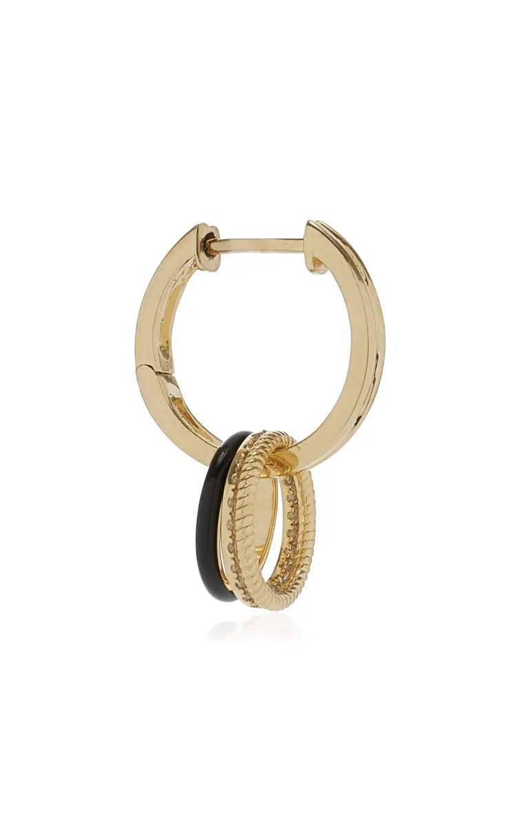 Yvonne Léon Double Creole 9K Yellow Gold Diamond Bouy Single Earring | Thumbnail 5