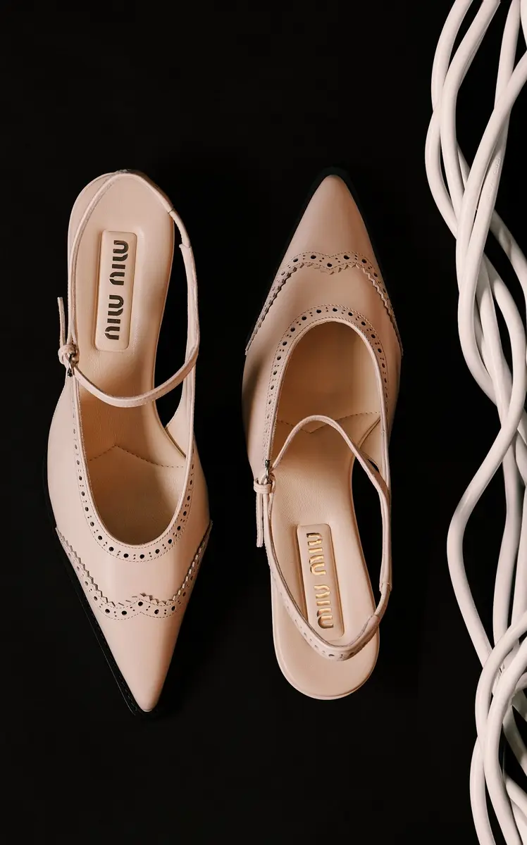 Miu Miu Brogue Leather Mary Jane Slingback Pumps | Thumbnail 2