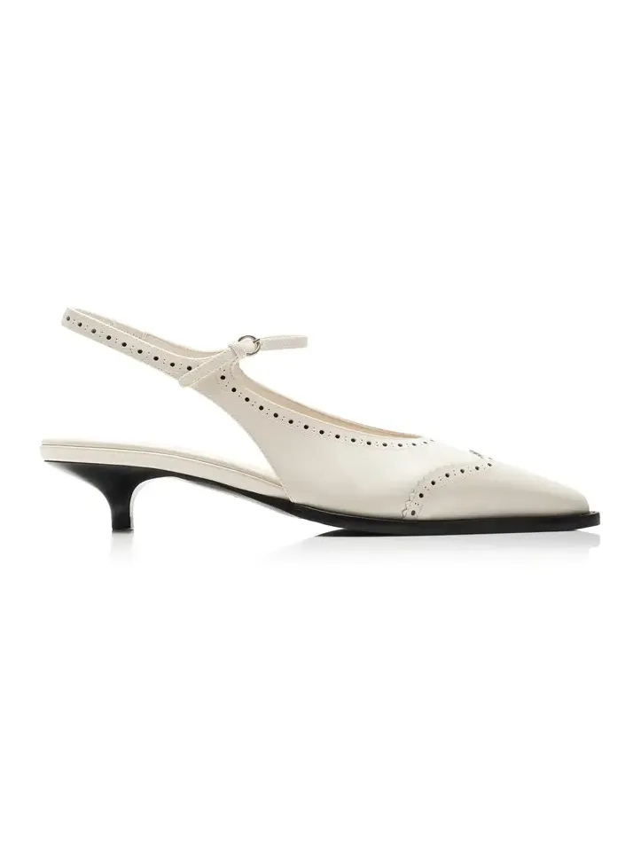 Brogue Leather Mary Jane Slingback Pumps