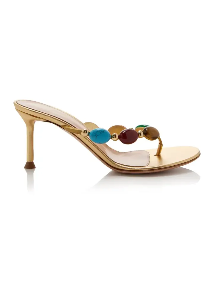 Shanti Stone-Embellished Leather Sandals Shanti Stone-Embellished Leather Sandals