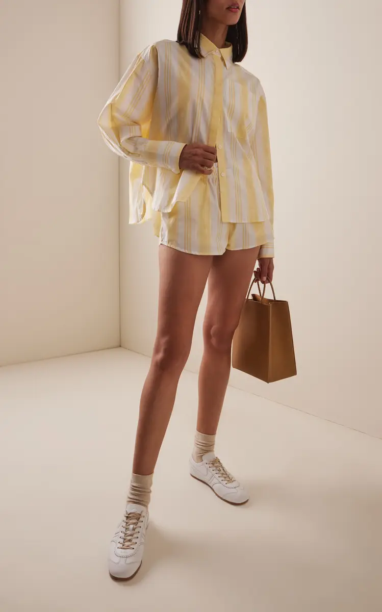 Yaitte Palma Jacquard-Striped Cotton Shorts | Thumbnail 2