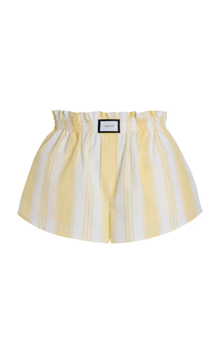 Yaitte Palma Jacquard-Striped Cotton Shorts | Image 1 Yaitte Palma Jacquard-Striped Cotton Shorts | Image 1