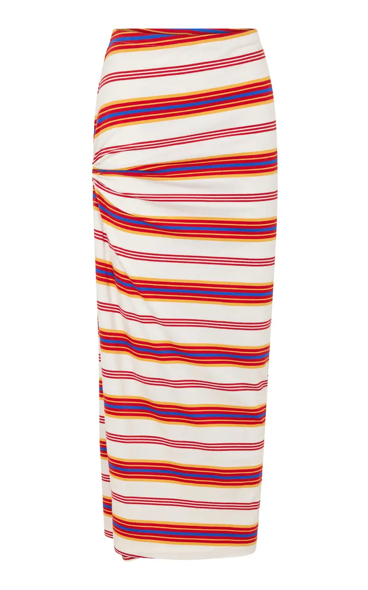 Rabanne Gathered-Detail Stretch-Cotton Maxi Skirt
