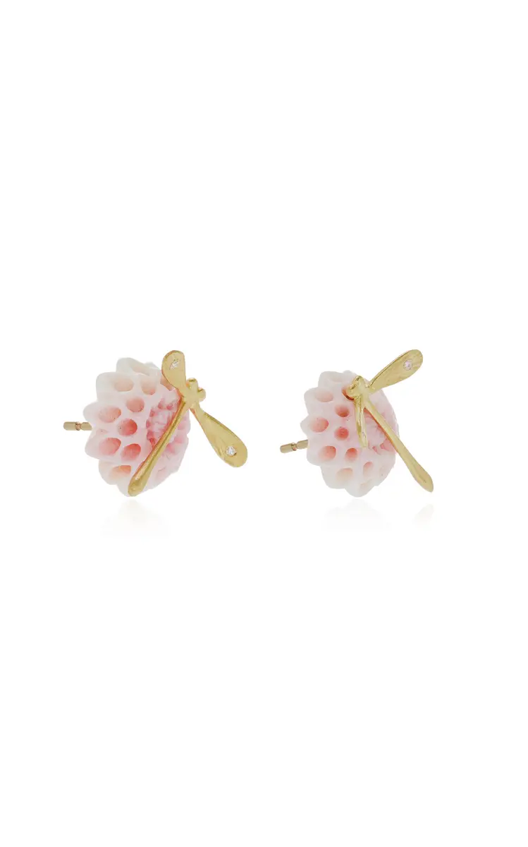 Annette Ferdinandsen 18K Yellow Pink Conch Diamond Earrings | Thumbnail 3 Annette Ferdinandsen 18K Yellow Pink Conch Diamond Earrings | Thumbnail 3