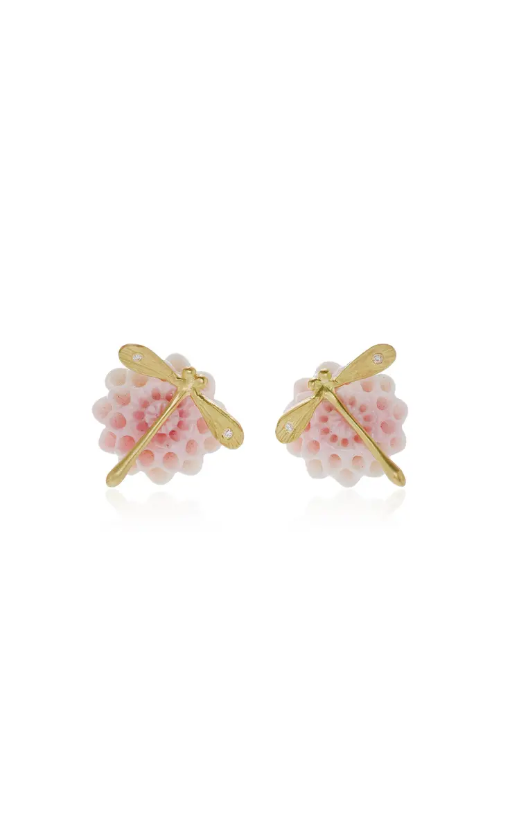 Annette Ferdinandsen 18K Yellow Pink Conch Diamond Earrings | Thumbnail 4 Annette Ferdinandsen 18K Yellow Pink Conch Diamond Earrings | Thumbnail 4