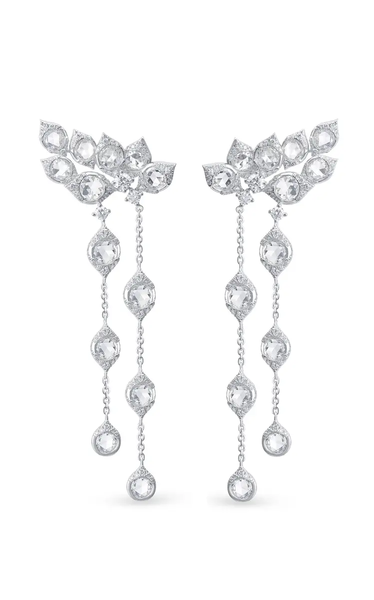18K White Gold Haveli Dangle Earrings