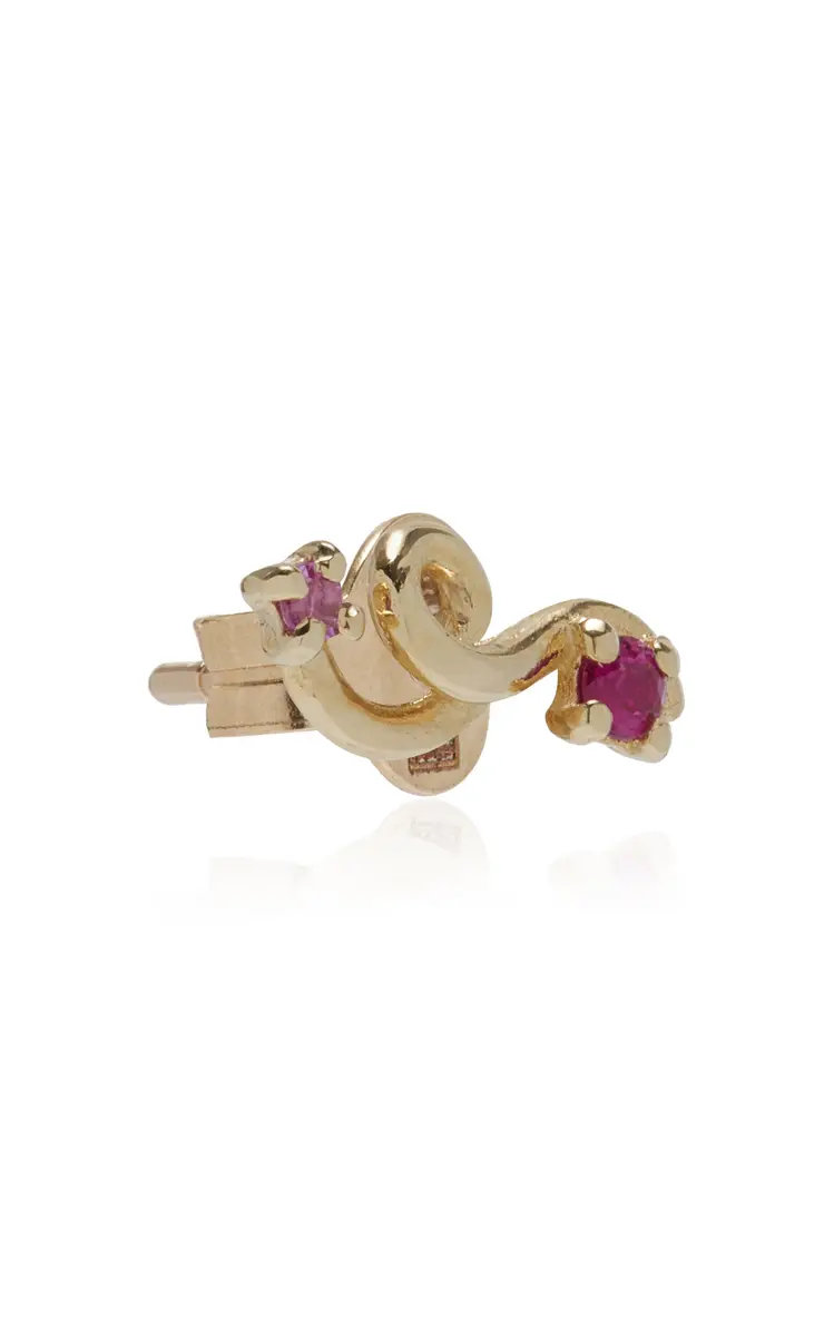 Bea Bongiasca Mini Loop 9K Yellow Gold Ruby; Sapphire Single Earring | Thumbnail 3 Bea Bongiasca Mini Loop 9K Yellow Gold Ruby; Sapphire Single Earring | Thumbnail 3