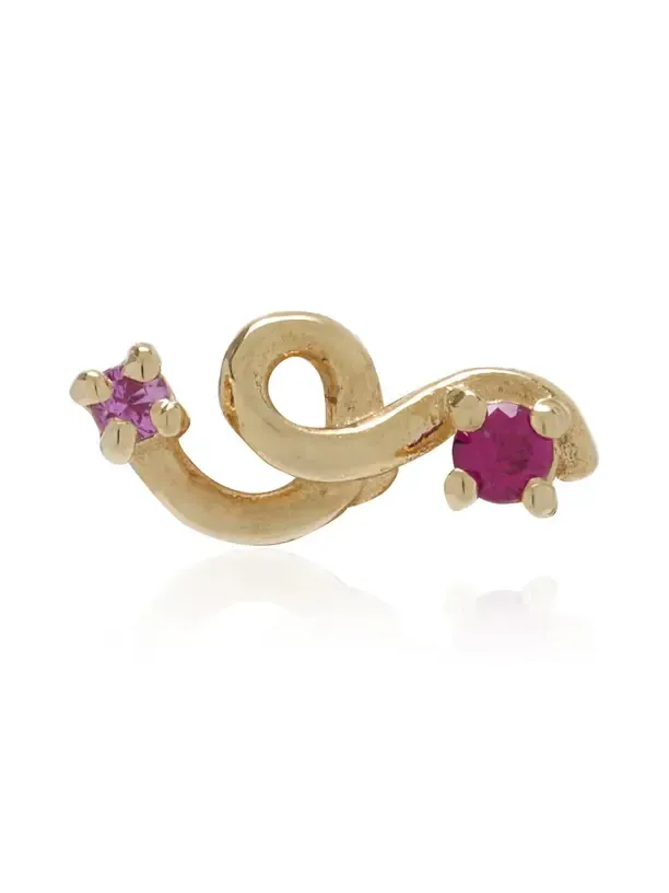 Bea Bongiasca Mini Loop 9K Yellow Gold Ruby; Sapphire Single Earring
